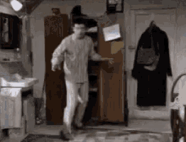 Animated scene of a panicked rush to get ready for work.